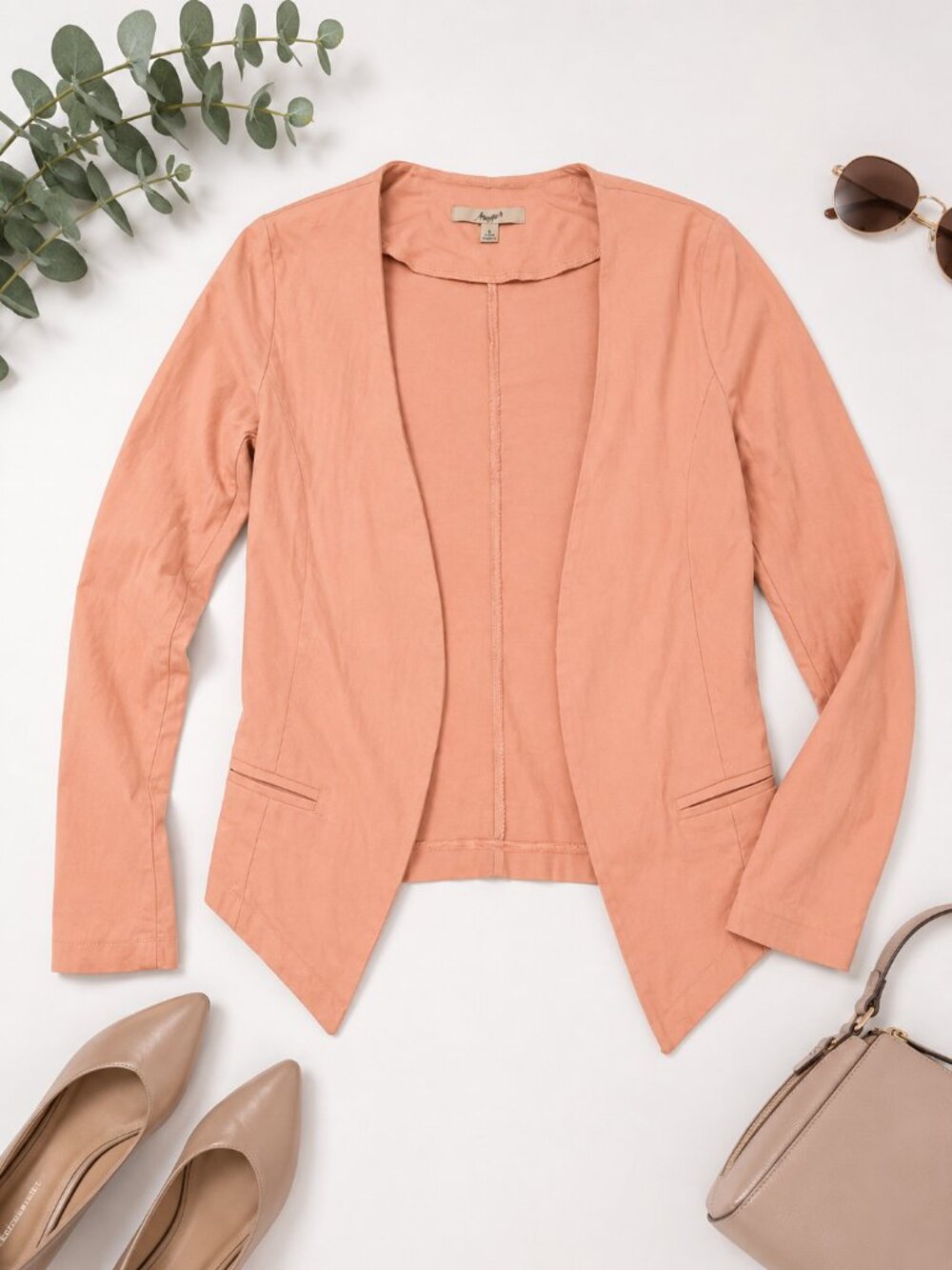 Papaya Size Small Peach Open Front Blazer Jacket Lightweight Casual